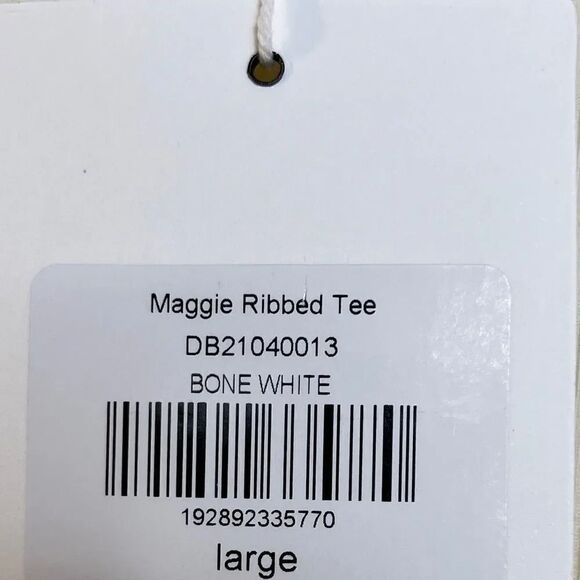 DownEast Maggi Ribbed Tee Short Sleeve Bone White Size Large - Picture 5 of 5